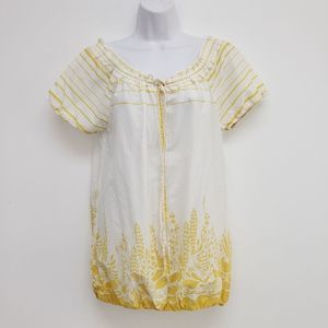 Patagonia Cold Shoulder Peasant Floral Trim Blouse Size Medium